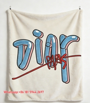 Dior Graffiti Paris Flannel Sofa Throw Blanket D353